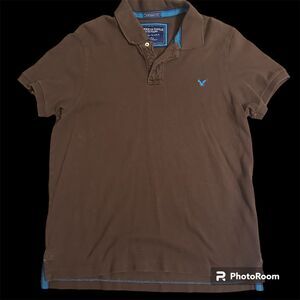 American Eagle Outfitters Polo Style Brown Shirt Quarter Button Up.